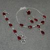 Mozambique Garnet Pear Shape Gemstone Jewelry Set Necklace Bracelet Ring Earring
