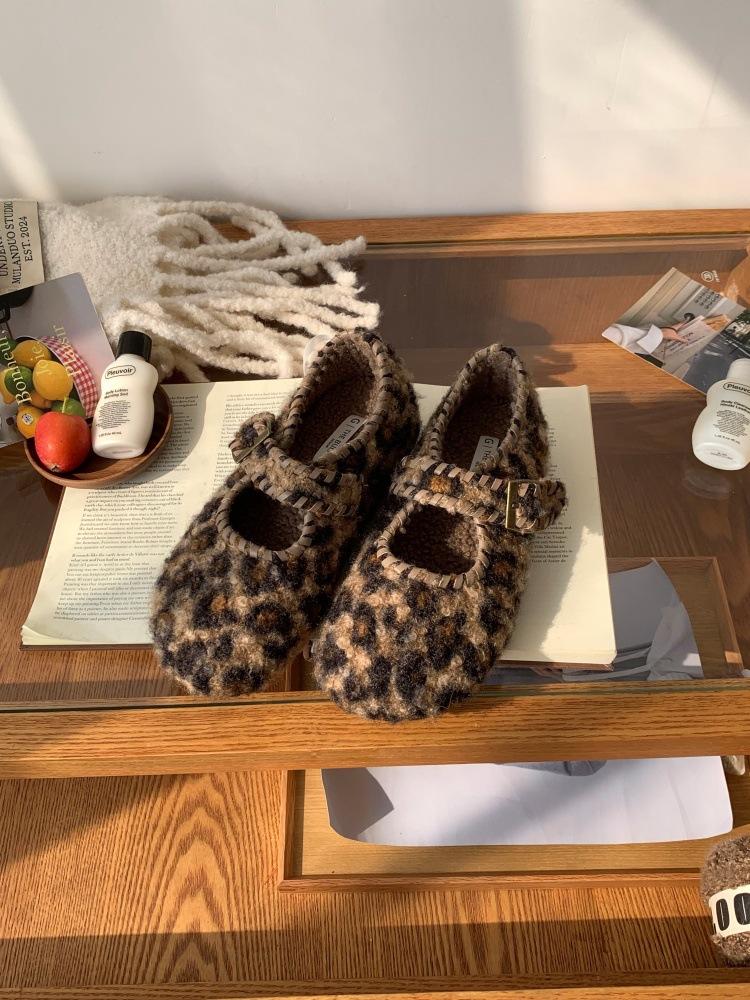 Mori Woolen Inner Heightening and Velvet Birkenstock Women's Shoes Are All-inclusive, Autumn and Winter Lazy People Pedal Loafers, Mary Jane Single S
