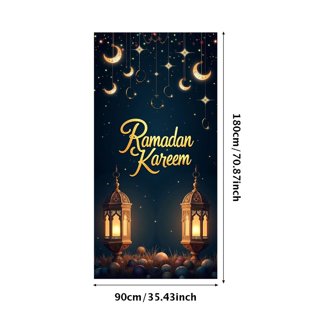 Ramadan Kareem Banner Mosque Lanterns Festive Welcome Backdrop Ramadan Mubarak Party Home Decor Photography Props Background