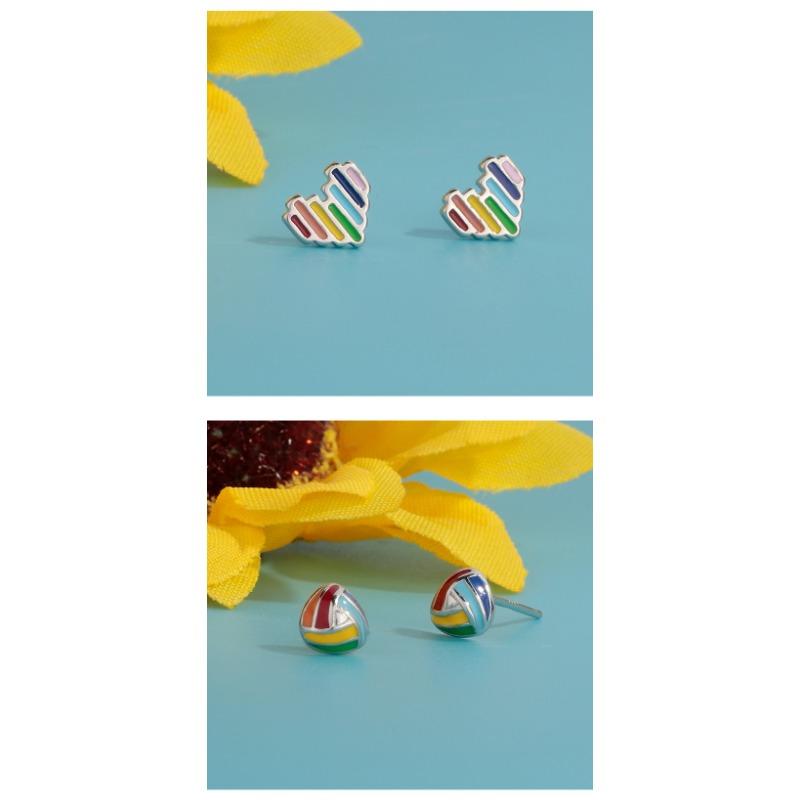 Korean Style Fashion Dripping Oil Geometric Shape Earrings Jewelry For Women