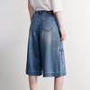 Chuyu Women's American Workwear Wide-Leg Denim Shorts
