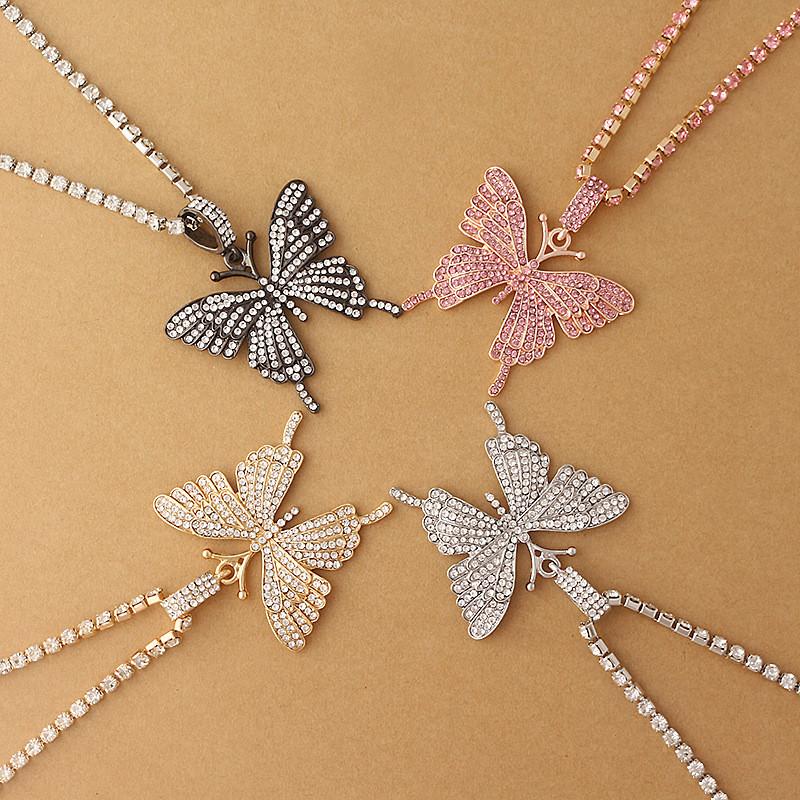Minimalist Butterfly Necklace With Crystal Accents For Casual Wear