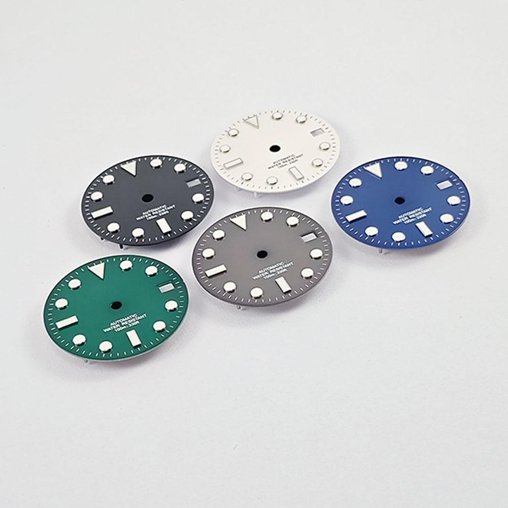 NH35 28.5mm No Logo Watch Dial Sterile Luminous White Black Blue Green For NH35A NH36 High Quality Silver Nail dial Parts