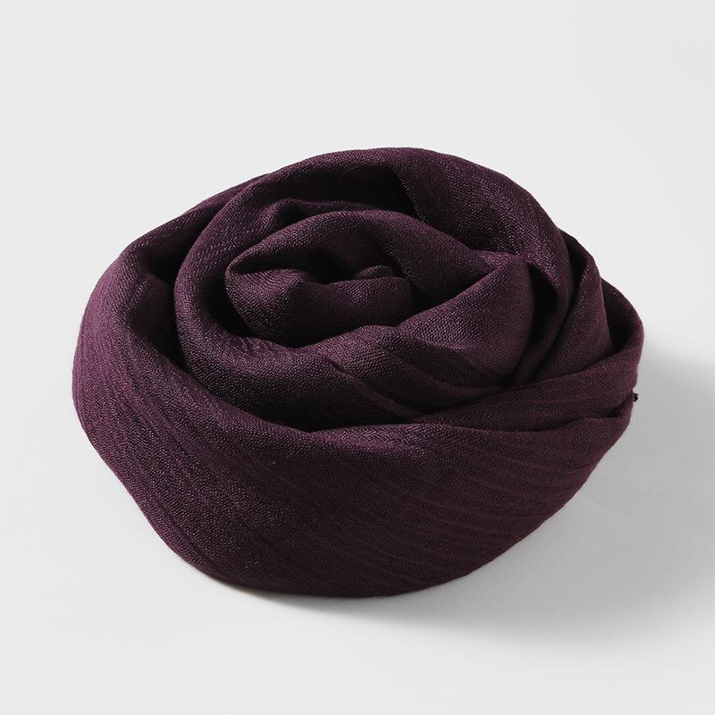 Women's Cotton Linen Artistic Solid Color Silk Scarf, Sun Protection Beach Neck Scarf, Japanese Style Long Gauze Scarf