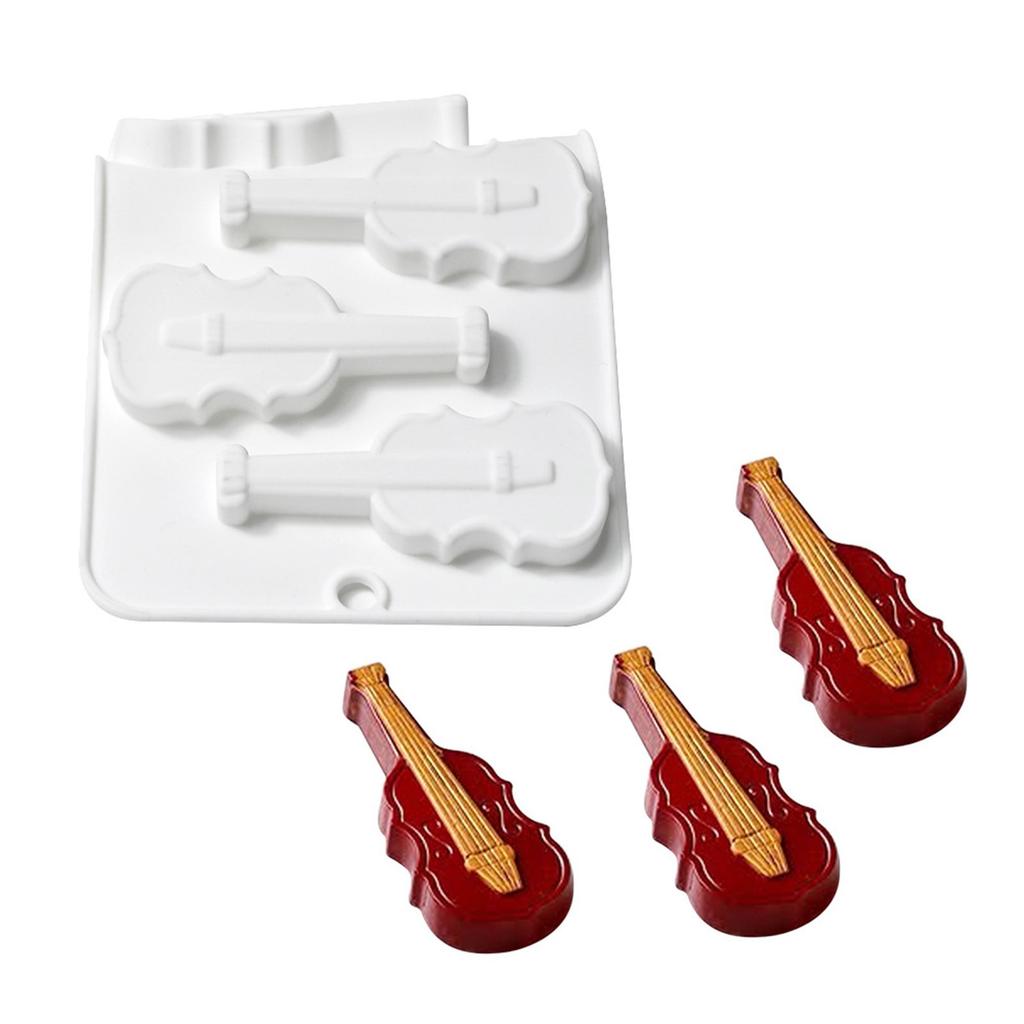 6 Cavities Violin Chocolate Flexible Silicone Mould Multiple Slot Dessert Baking Mould Kitchen Bakewares Cooking Tool