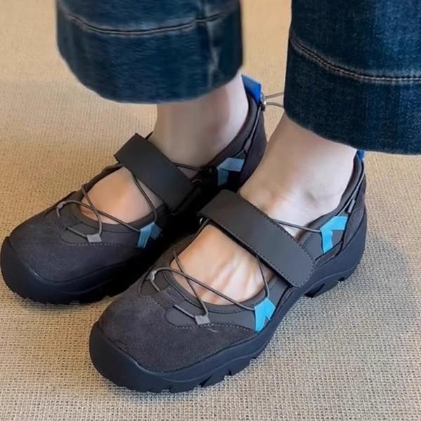 Cowhide version~ French retro style Velcro sports Mary Jane shoes women's new casual ballet sports sandals