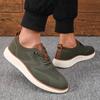 New Men's Classic Walking Shoes Summer Knitted Mesh Breathable Flat Shoes Lightweight Soft Sole Solid Color Lace Up Casual Shoes