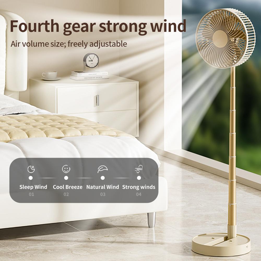 USB Foldable Portable Fan with 8inch 4 Speeds & Timing, Battery Operated Mini Floor Fan for Bedroom, Indoor or Outdoor
