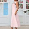 Stylish Women's Elegant Color Suspender Dress Long Dress