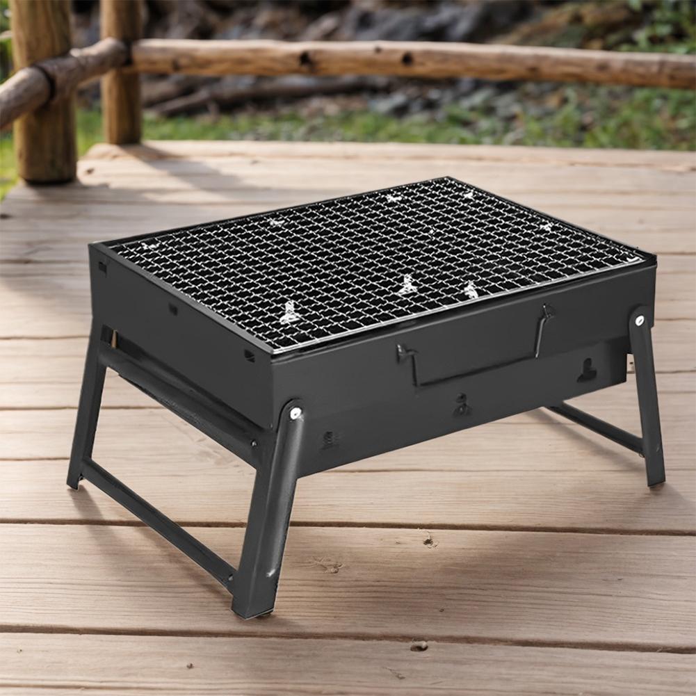 Stainless Steel Folding BBQ Charcoal Grill Multifunction Small Smoker BBQ Grill Tabletop Barbecue Grill for Beach Garden Party