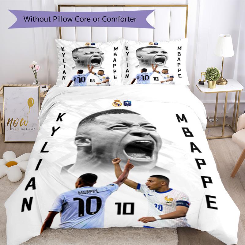 Star Player Kylian Mbappé Comforter Cover Set Design for Playroom Machine Washable Perfect Gift for Friends Family