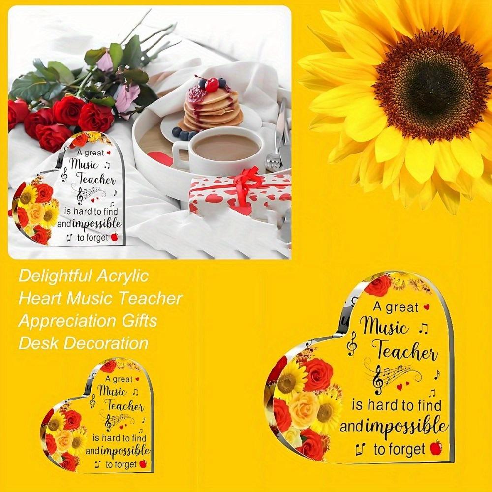 Music Teacher Thank You Gifts: Heart Acrylic Keepsake. Women’s Appreciation Gift (Unique Sayings) – Graduation.