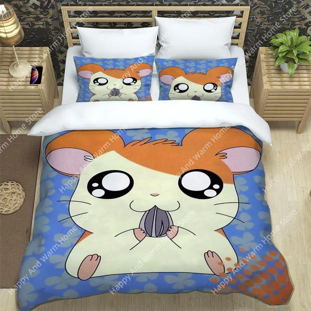 3D Printing Carton Lovely Hamtaro Beding Set Soft Duvet Cover Pilow Set Birthday Gift Children Comfortable Quilt Cover Beding Home Textiles