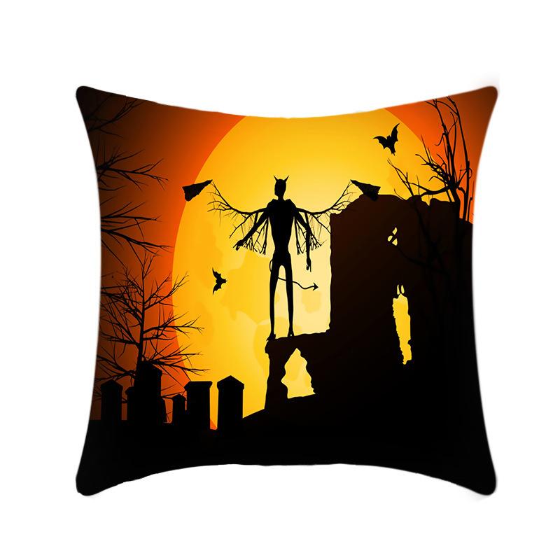 Halloween Throw Pillow Cover Linen Print Halloween Home Decor Cushion Cover Sofa Cushion Back Cushion