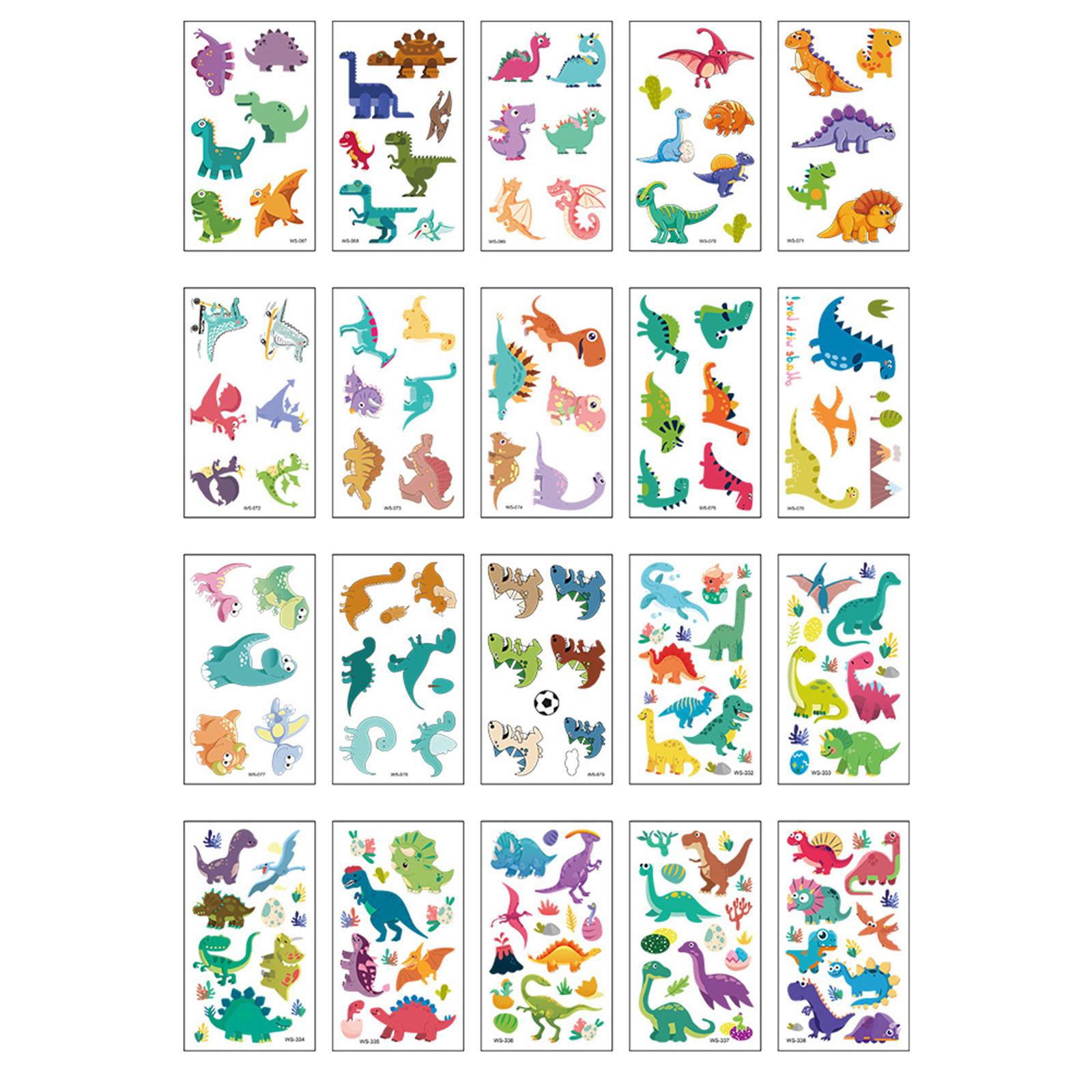 

(Бризанд) Детский набор динозавров из 20 листов, детский набор моющихся временных наклеек с динозаврами One Size