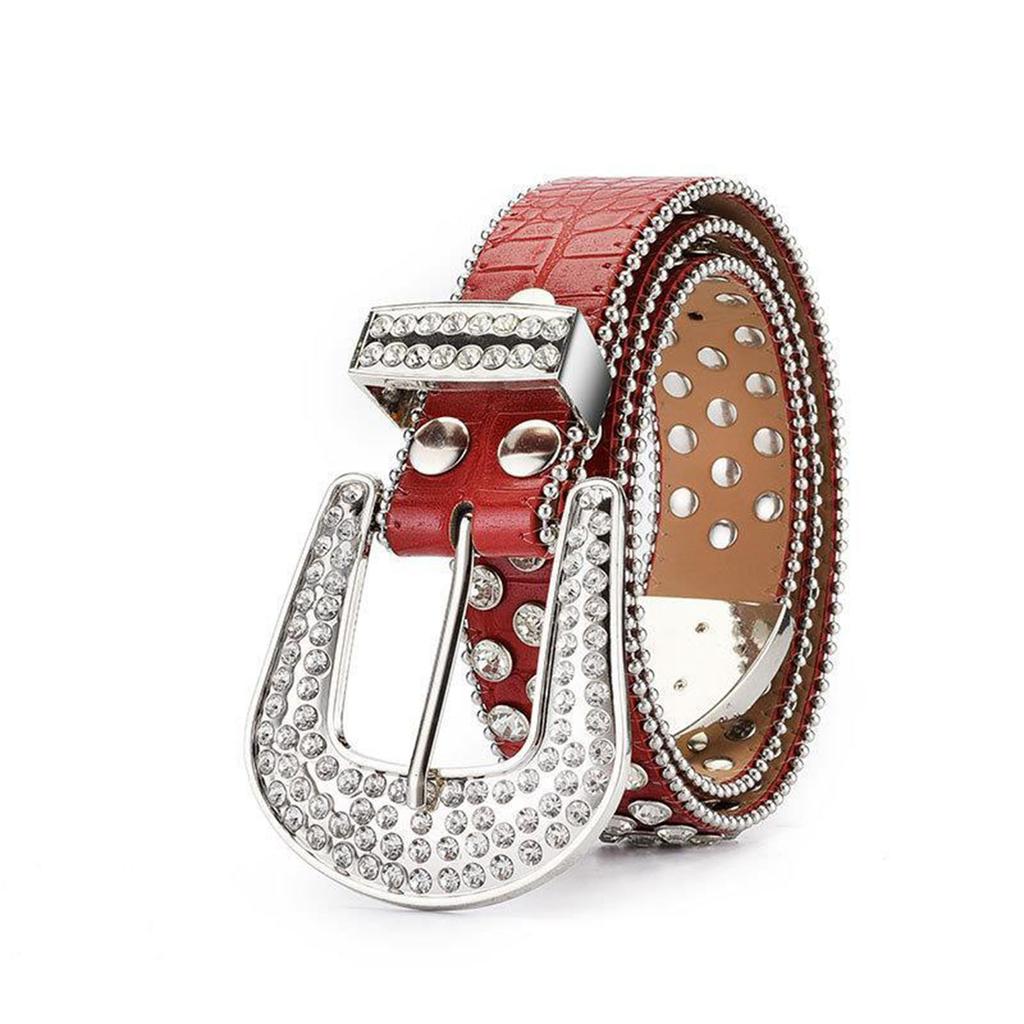 Fashion Rhinestone Belt for Cowgirls Waist Belt Gothic Style Rhinestones Studded PU Belt for Jeans Pants Female Costume