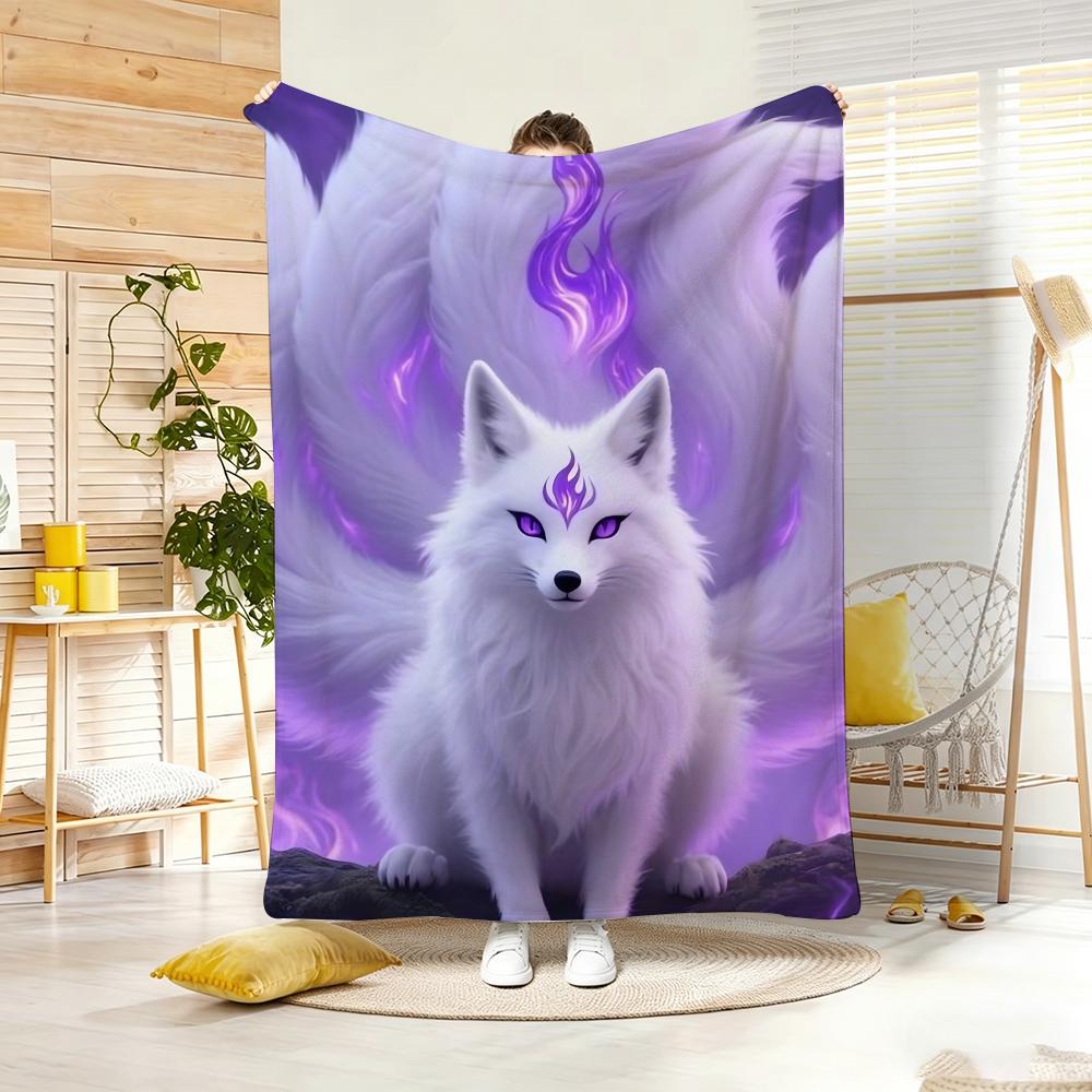 Artistic Pattern N-Nine Tailed Fox Throw Soft Warm Throw Blanket for Bedroom Living Room Bed Travel Camping Picnic Gift