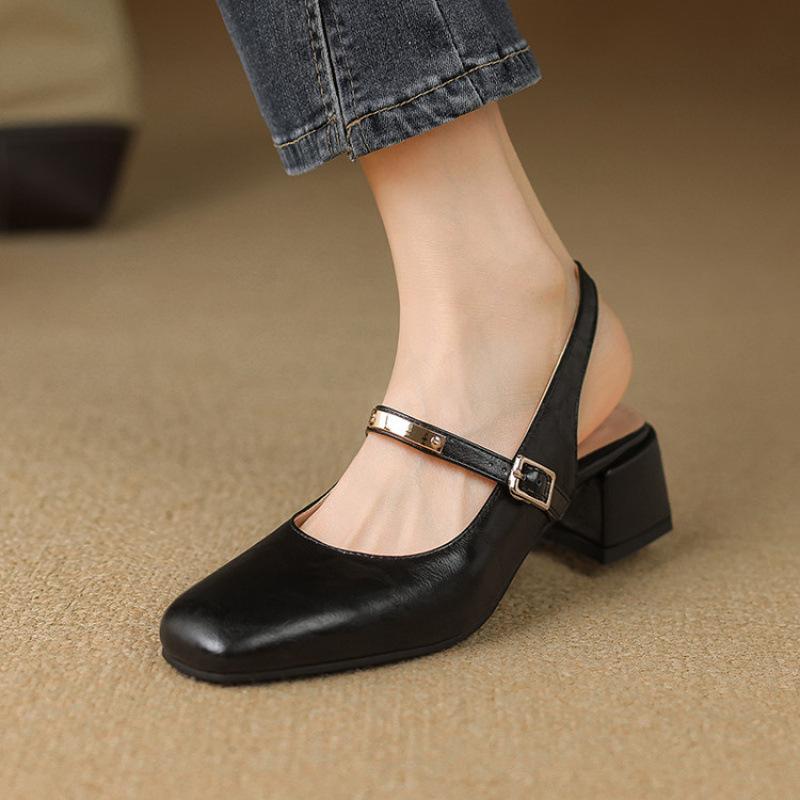New Foot Cover Women's Bag Head Rear Empty Sandals Casual High Heel Sandals Women's Solid Color Rubber Soft Sole Summer Large Size Shoes