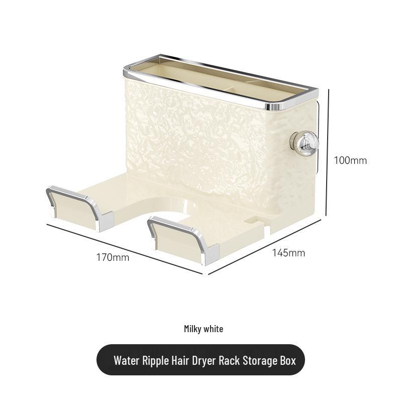 Wall-Mounted No-Drill Hair Dryer Holder & Storage Rack for Bathroom
