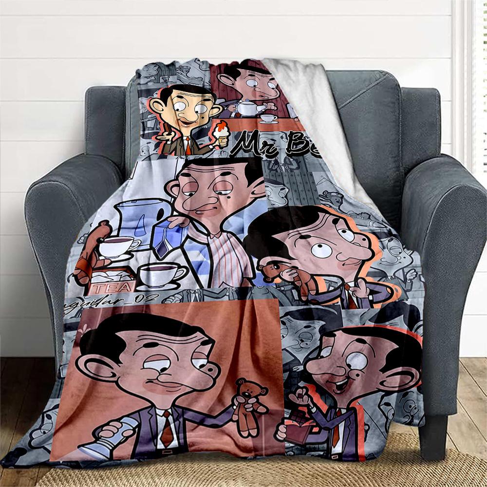 1 Stück Herr. Bean Humor Ikonische Outdoor-Decke Leichte Flanelldecke, Ganzjahresnutzung für Sofa, Bett, Reisen, Camping, Wohnzimmer, Büro, Couch037