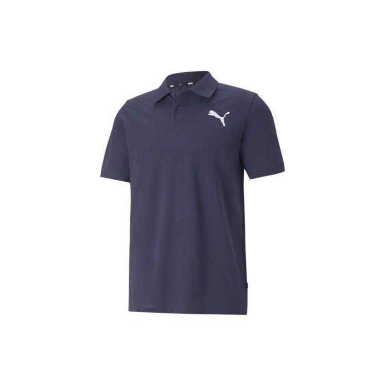Puma Essentials Pique Logo Print Short Sleeve Polo Shirt Men tops Blue 586674-76 XS
