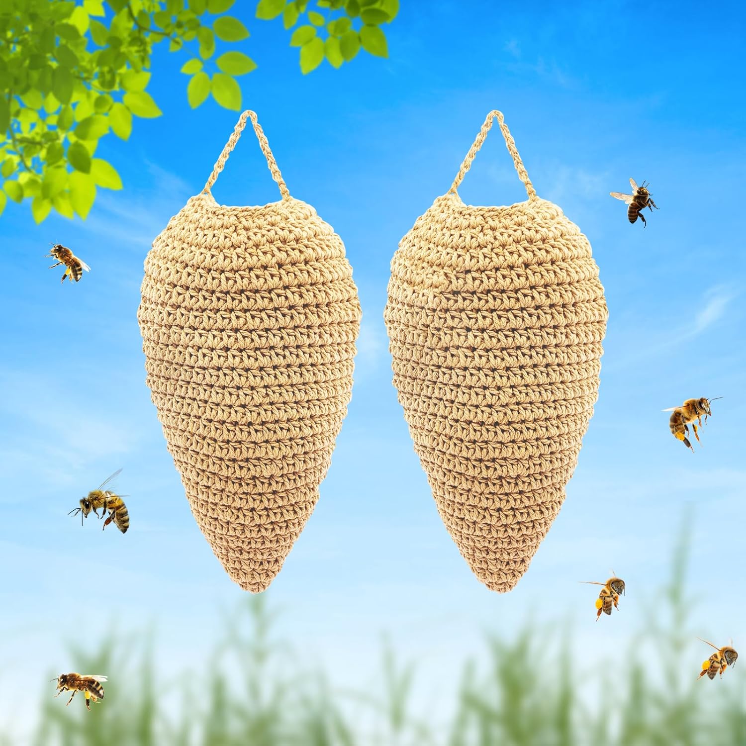 

Crochet Wasp Nest Decoy Wasp Deterrent Decoy Faux Hornets Nest Repellent Hanging Wasp Nest Decoy for Housewarming Gift легкие хаки