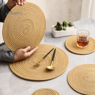 Untersetzer-Set aus weichem, gewebtem Baumwollgewebe, wärmeisolierend, Verbrühschutz, wasserabsorbierend, geräuschreduzierende Tassenmatte aus Baumwolle