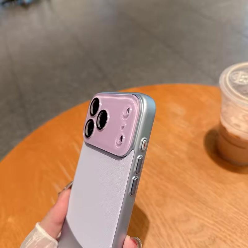 Napa Deri Liçi Desenli İki Tonlu Kılıf iPhone 17 Pro Max 17 Pro Air 16 Plus 15 14 13 12 11 Pro Lens Koruyucu Kapak