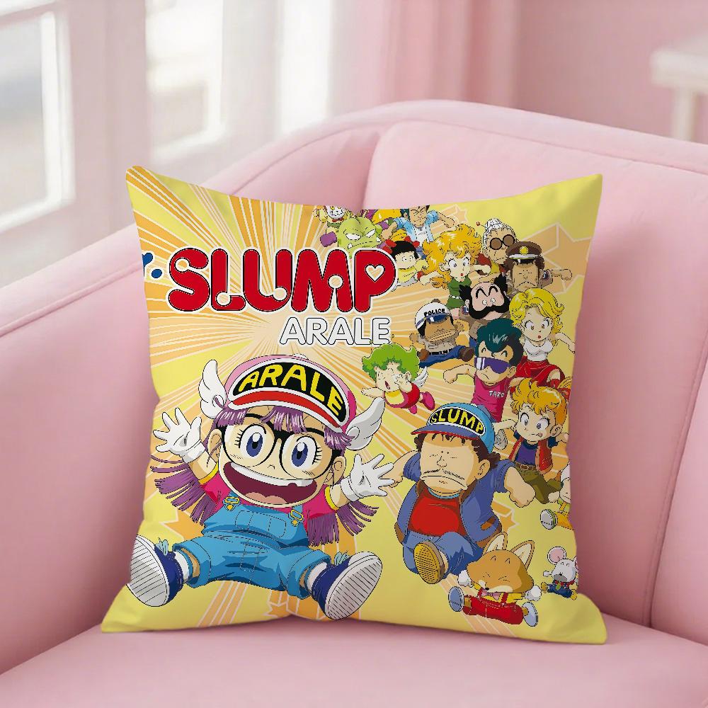 Cartoon D-Dr. Slump Pillow Case Square Double-Sided Printing Sofa Cushion Cover Bedroom Bedside Pillowcover