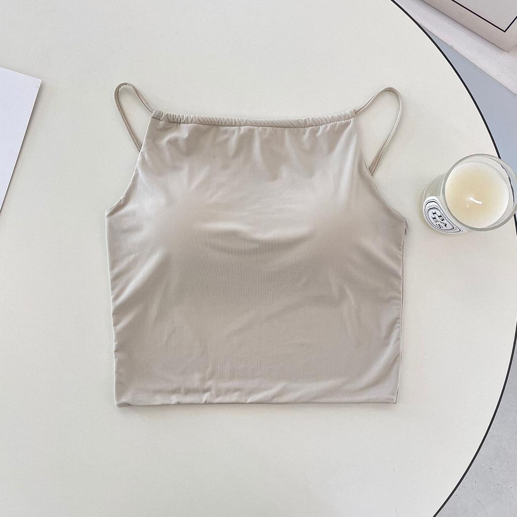 Beautiful Back Ice Silk Small Suspender Vest Women's Summer Sports Pure Desire Wind Tube Top with Chest Pad Base, Outer Wear Yoga Bra