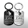 Engravable Stainless Steel Couple Dog Tag Keychain – Unisex Wedding Anniversary/Valentine's Day Gift