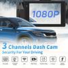 1080P WIFI 3 Channel Dash Cam, 1080P WIFI Dash Cam for Car, G-Sensor, Deg Wide Angle Dashboard with Infrared Night Vision