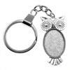 Heart Elliptical Glass Cabochon Base Setting Tray Blank Antique Bronze Metal Keychain for Family Gift
