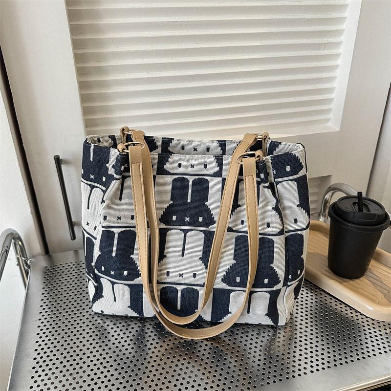 Urban Chic Canvas Tote Bag For Women With Large Capacity And Cartoon Print Design