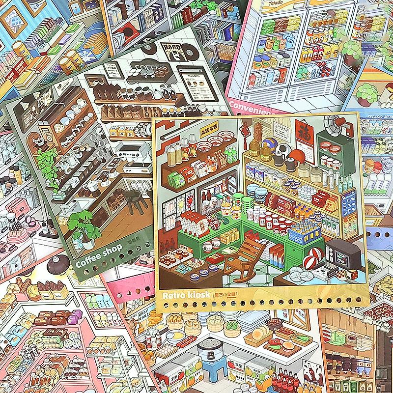 Mr. Paper 33pcs/book Miniature Scene Collection 8.0, 3D Diorama Stickers, Creative Journal Decor, Collector's Series Material