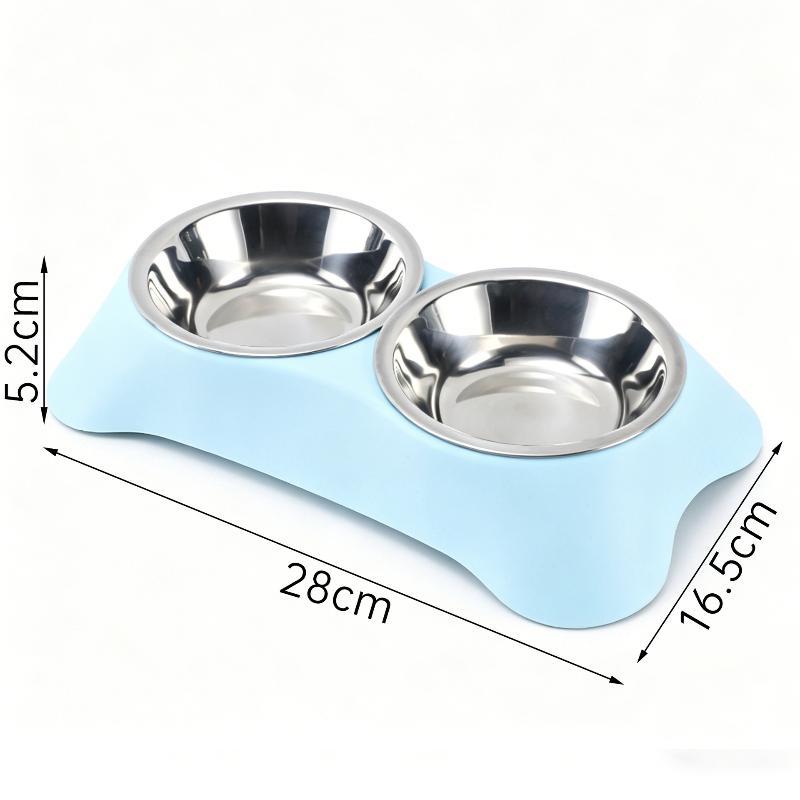 Durable Pet Stainless Steel Double Bowl Rust Resistant Cat Dog Food Water Dish for Small Medium Pets Home Use
