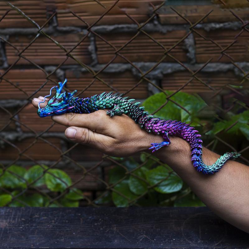 3D Printing Dragon Model Crafts Color Changing Joint Movements Car Home Decoration Aquarium Ornament Halloween Christmas Gifts