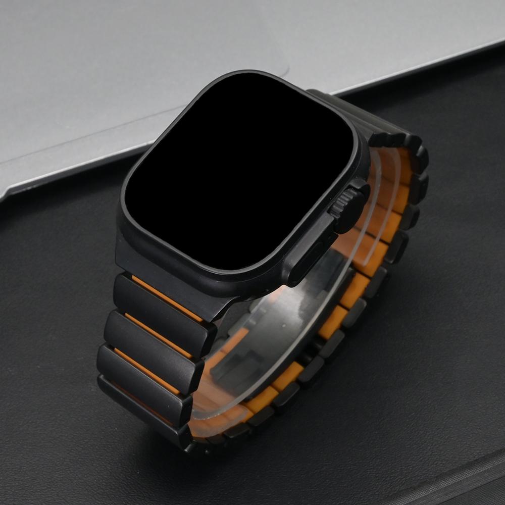 Metal Titanium Strap for Apple Watch Band Ultra 3 49mm Series 11 10 46mm Luxury Rubber Wristband For Iwatch 9 8 7 SE 3 45mm 44mm