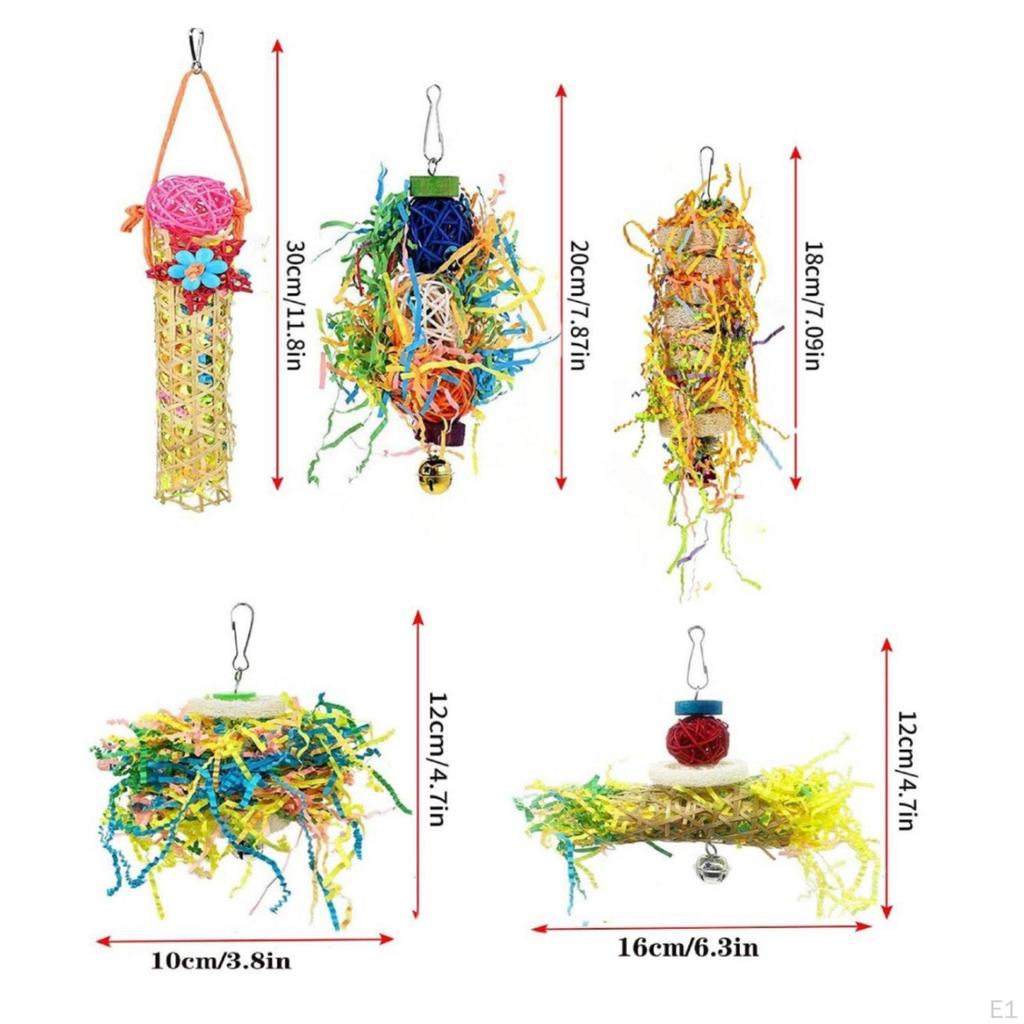 5 Pieces Bird Chewing Toy Set Chewable Parrot Gnaw Colorful Swing Perch for Parrots