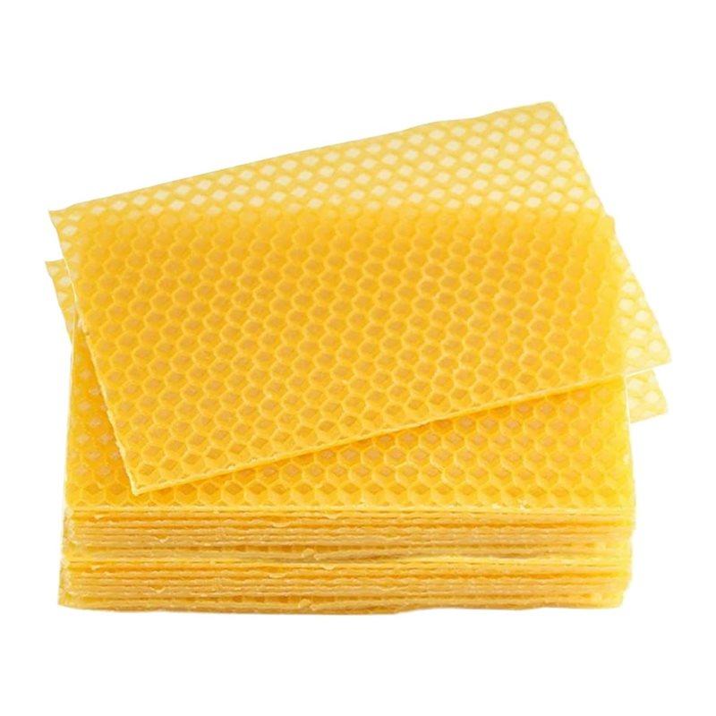 ABBP-Beeswax Sheets 120Pcs Beeswax Foundation Sheets Wax Foundation For Bee Frames Natural Honeycomb Sheets Beeswax Sheets