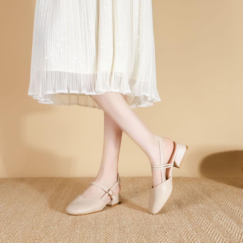 Autumn new single shoes women wear high-end fashion bag head women's shoes empty breathable sandals female temperament versatile