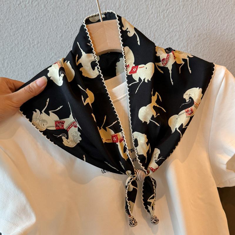 British lace plaid beaded triangular scarf, fart curtain, women's stacking wears high-end fashion waist accessories, fart-covering silk scarf skirt