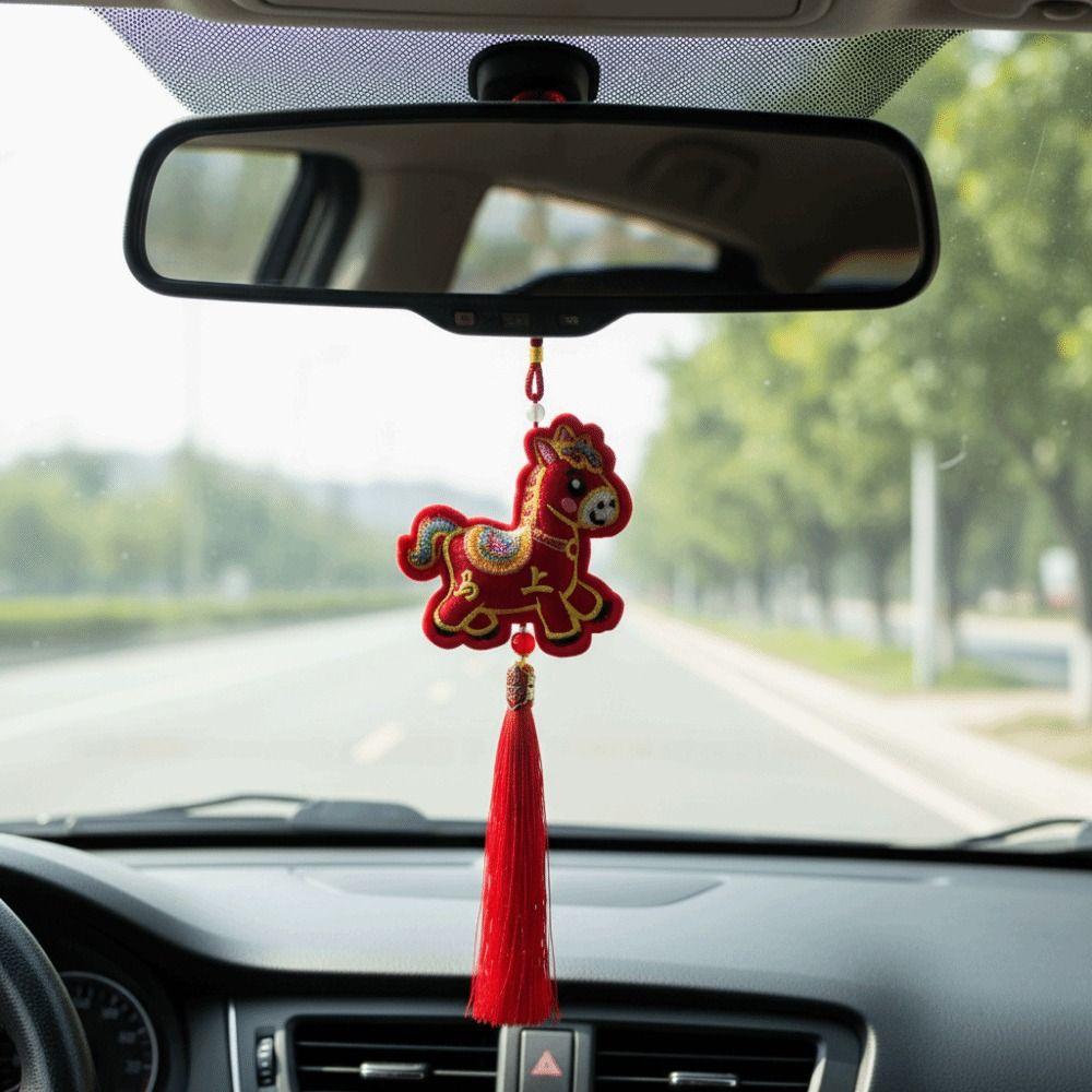 Chinese Red Spring Festival Bell Pendant Horse Wind Chimes Decoration  Festive Accessory
