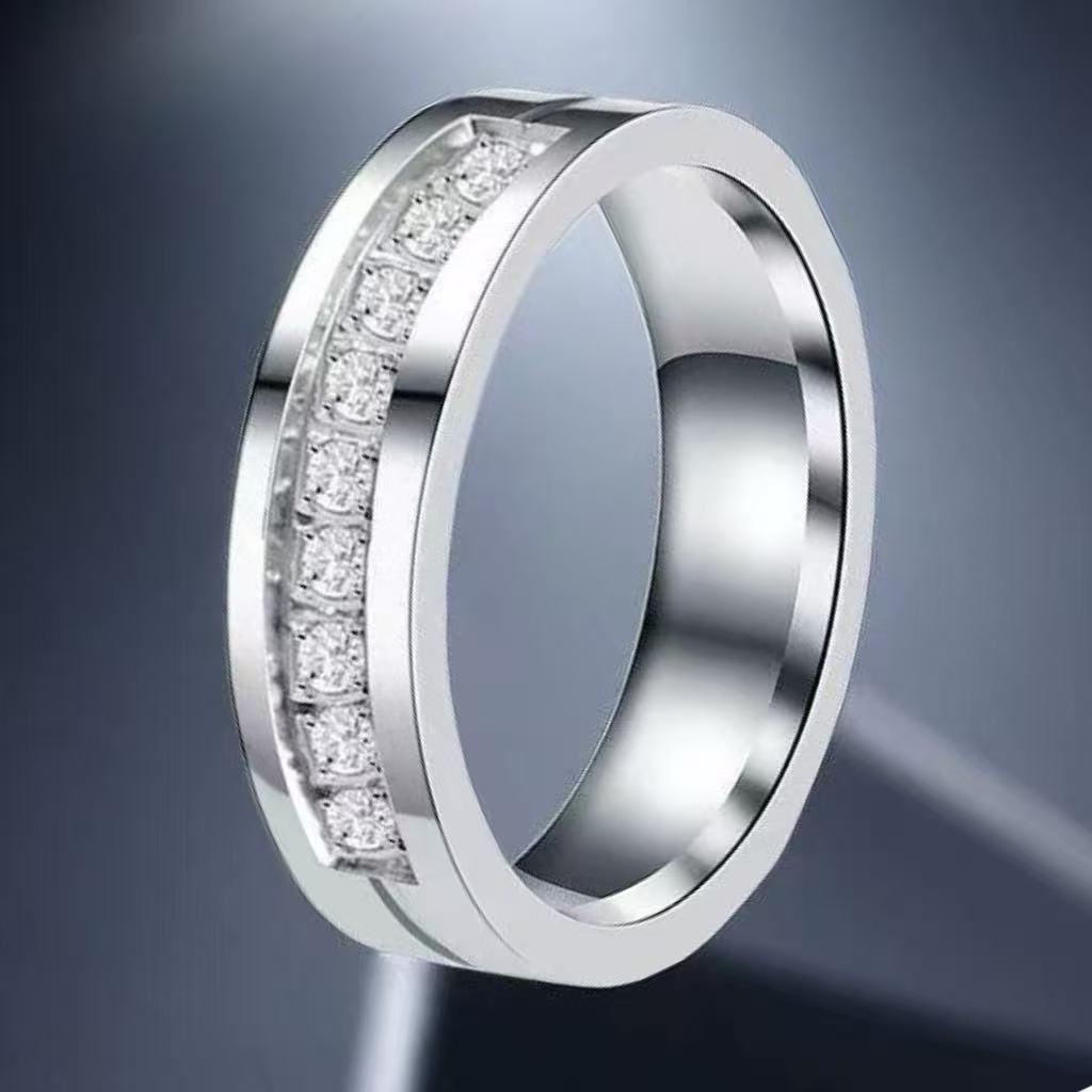 Stainless Steel Couple Rings: Colorfast, Niche Ins Style with Micro-set Diamonds, Titanium Steel Jewelry
