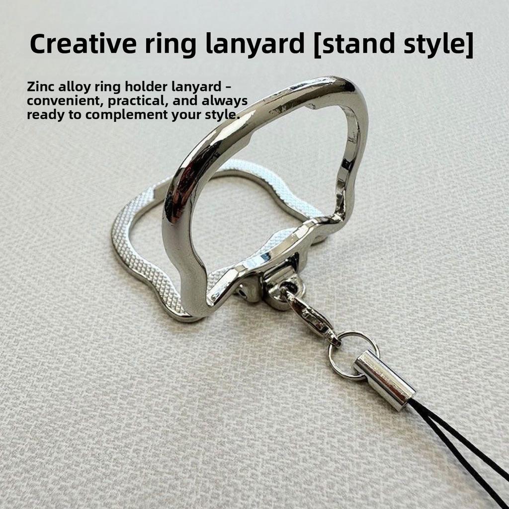 1PCS Cat-shaped Aluminum Alloy Mobile Phone Lanyard with Built-in Bracket Lazy Bracket Multi-function Ring Portable Desktop Universal