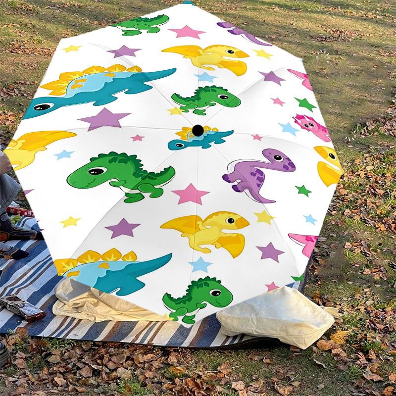 1PC Dinosaur StarsAutomatic Open/Close Umbrella with Windproof, 8-Rib Sturdy Canopy, Durable Ribs, Fashionable Design, Outdoor Accessory, Fun Prin, Ho
