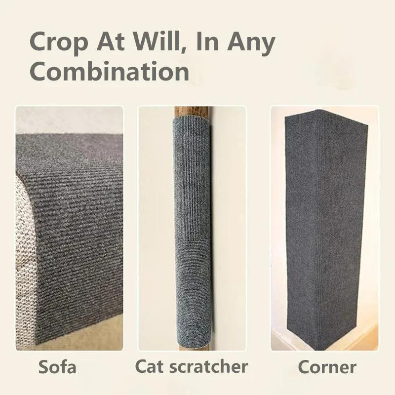 Cat Scratch Mat,Trimmable Self-Adhesive Carpet DIY Climb Cat Scratcher for Couch Furniture or Wall Protector Cat Crawling Mat