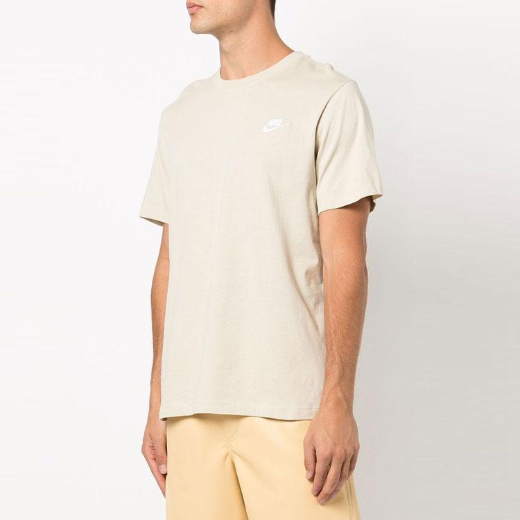 Nike Logo Print Crew Neck Short Sleeve T-Shirt Men Tops Beige AR4997-206