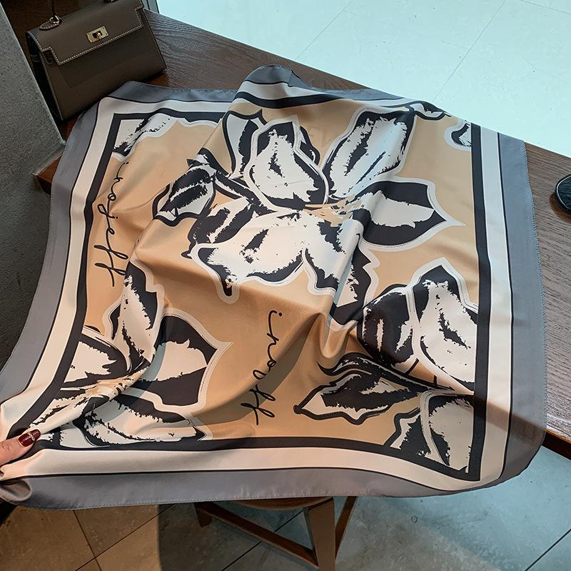 71 silk scarf small square scarf women with professional scarf fashionable versatile neck protection scarf simulation silk small square scarf high sen