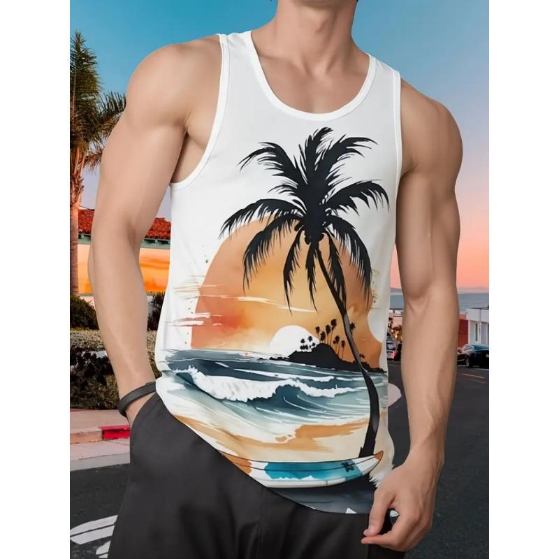 3D Printed Retro Geometry Tank Tops For Man Colorful Splicing Pattern Tees Summer Casual Vest Oversized Sports Street Tank Top
